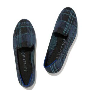 Rothy's Loafers in "Navy Plaid," navy /black / aquamarine, EUC, size 8